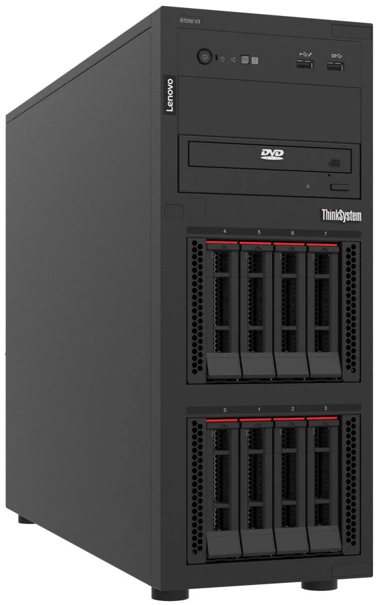Servidor Lenovo ThinkSystem ST250 V3 torre — imagem oficial do fabricante